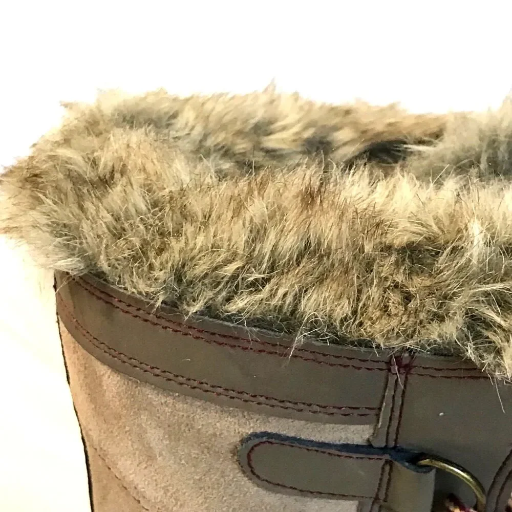 Khombu Suede Duck Boots North Star Leather Shearling Lined 7 Tan Snow Winter